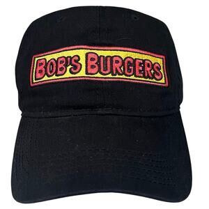 NWT Bob's Burgers Black Baseball Cap Hat Embroidered Logo Adjustable Dad Hat OS